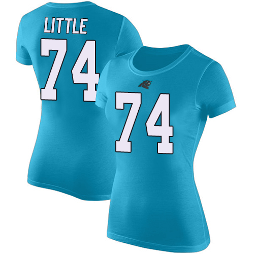 Carolina Panthers Blue Women Greg Little Rush Pride Name and Number NFL Football #74 T Shirt->nfl t-shirts->Sports Accessory